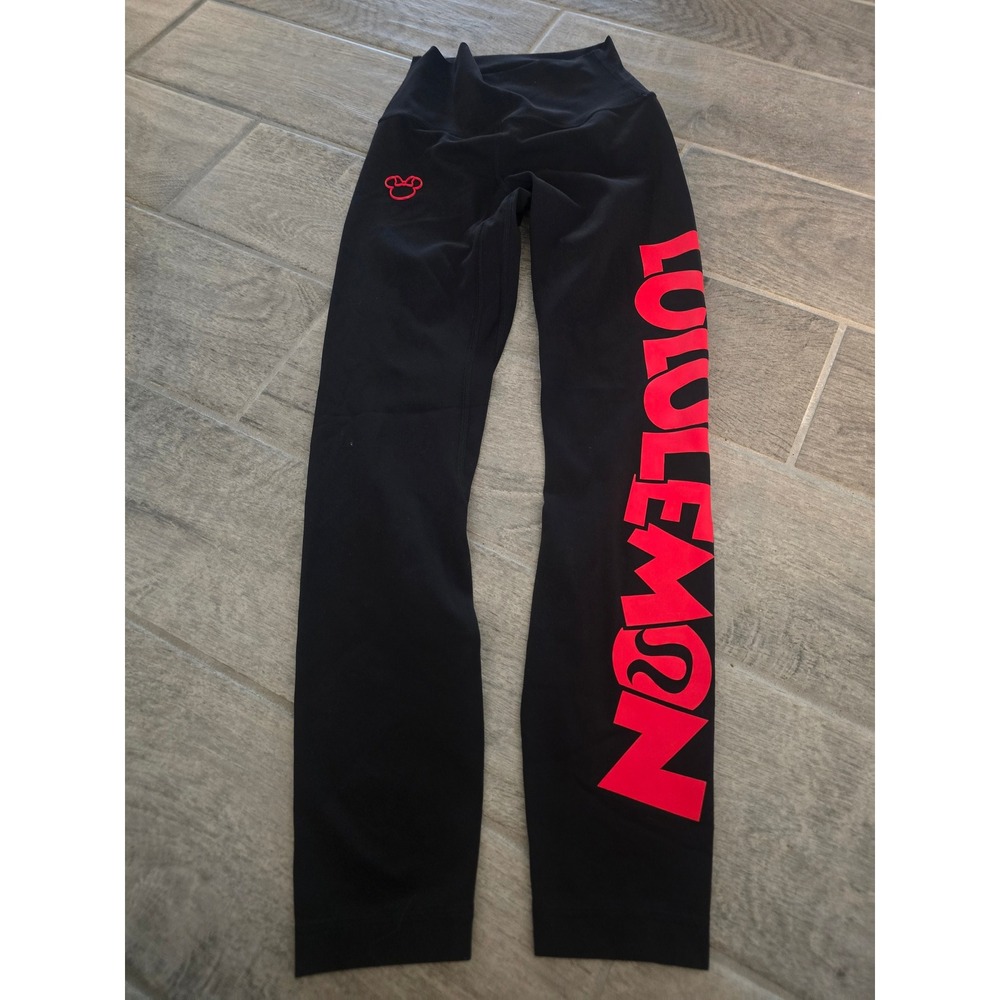 Lululemon Disney Minnie Mouse Align High Rise Pant 25 Black Red LW5GK8S Size 2